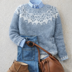 Aurielle | Women's Nordic Knit Sweater – Soft Relaxed Winter Fit-Women's Sweater-Blue-S-