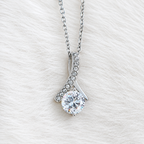 Vionelle | Alluring Pendant Necklace for Women - Silver Crystal Ribbon Elegant Fit-Necklaces-Silver-Camoufit