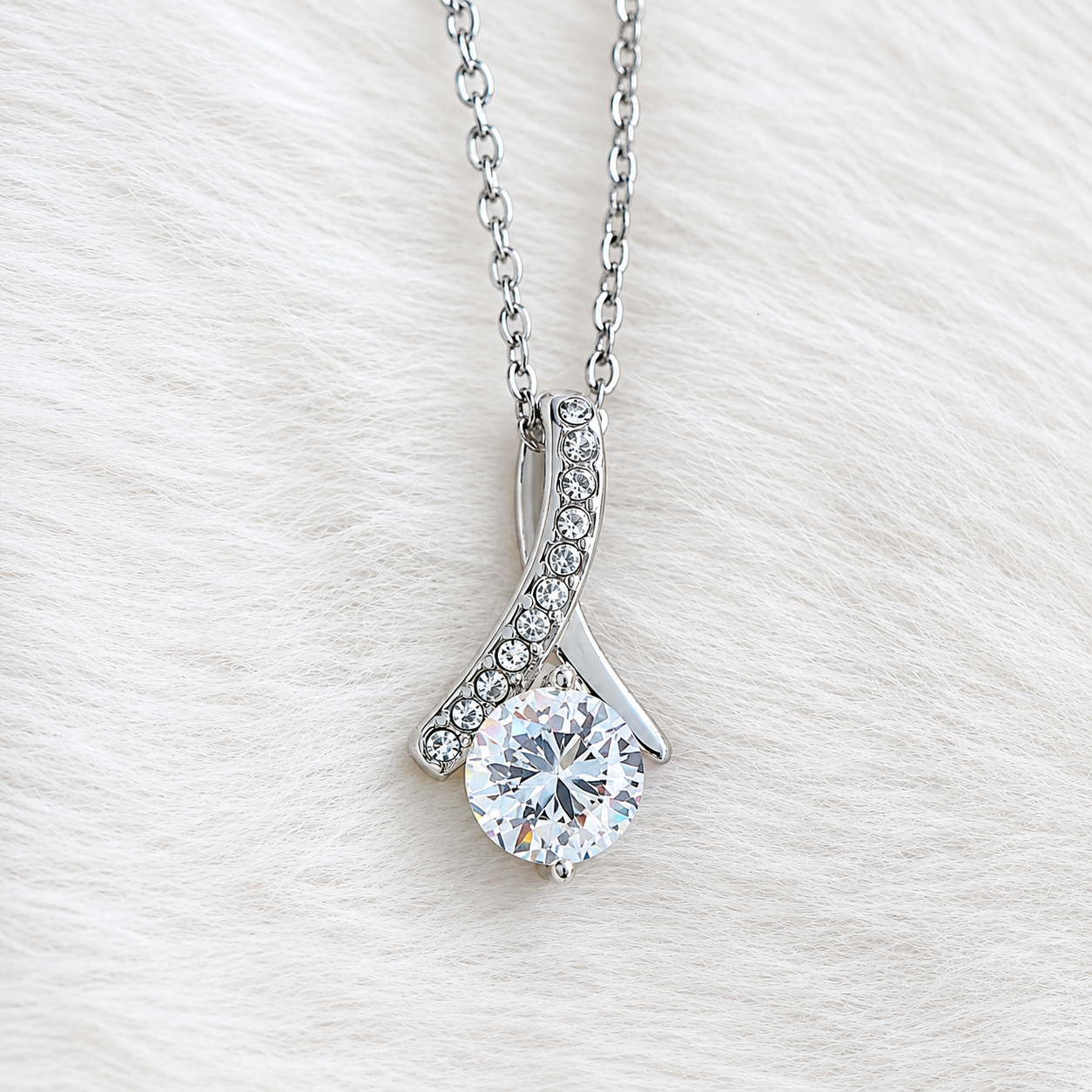 Vionelle | Alluring Pendant Necklace for Women - Silver Crystal Ribbon Elegant Fit-Necklaces-Silver-Camoufit