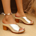 Velina | Women's Platform Sandals – Metallic Block Heel Elegant Fit-Women's Heeled Sandals-Gold-5-