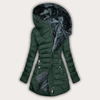 Chloe Asymmetrical Puffer Coat - Hooded Warm Adjustable Fit-Puffer Jackets-Dark green-S-Camoufit