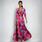 Elyvia | Floral Dress for Women – A-Line Elegant Comfort Fit-Maxi Dress-Red/Blue-S-Camoufit