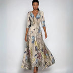 Elyvia | Floral Dress for Women – A-Line Elegant Comfort Fit-Maxi Dress-Sand/Beige-S-Camoufit