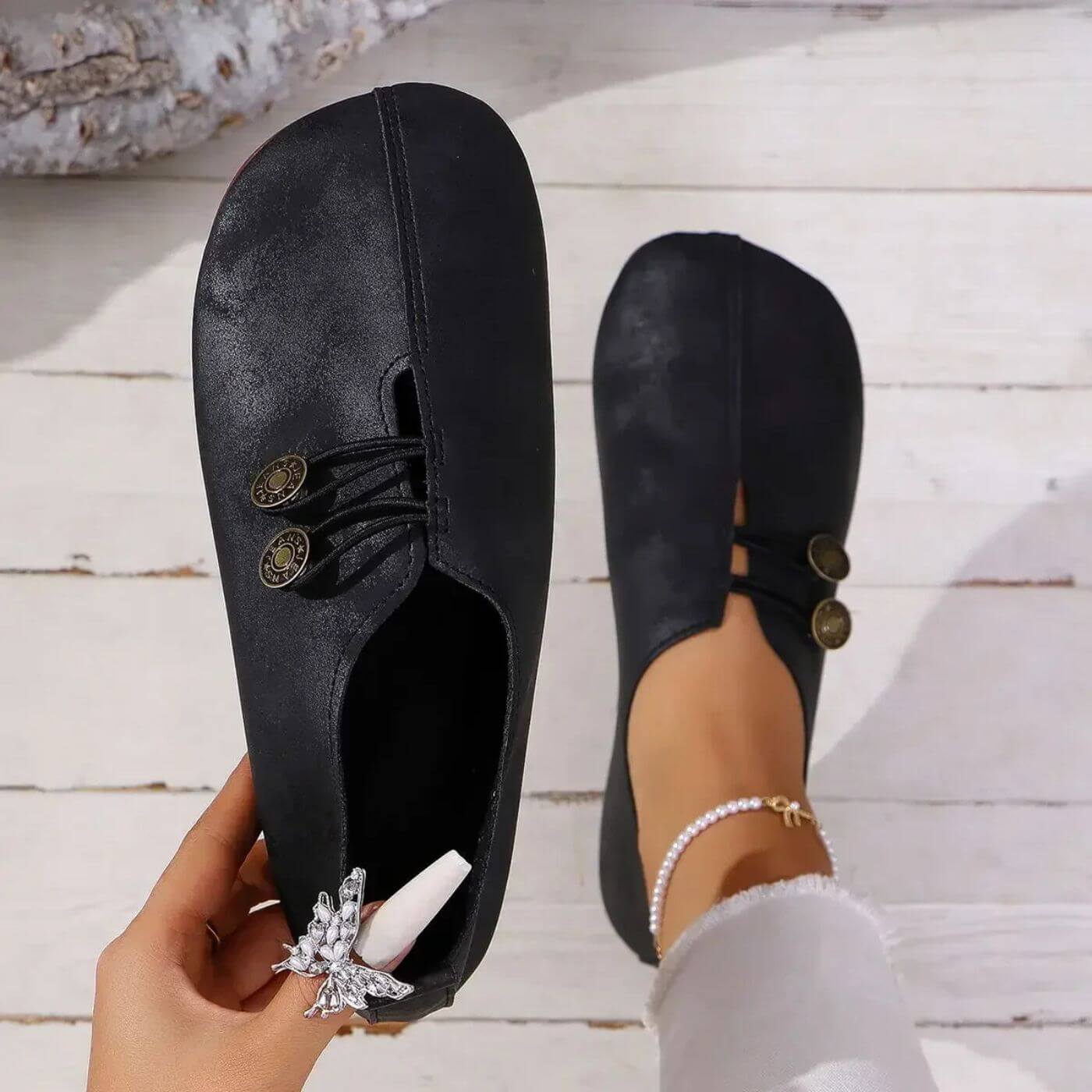 Noreya | Women's Orthopedic Slip On Shoes – Soft Flexible Comfort Fit-Women's Flats-Black-4-