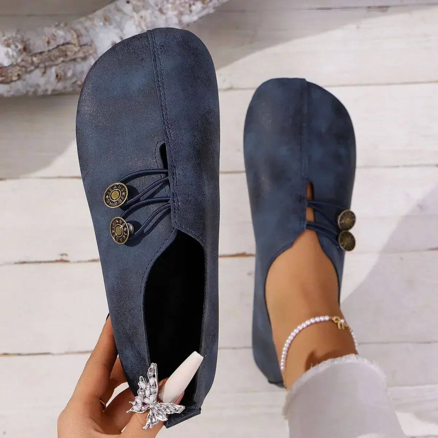 Noreya | Women's Orthopedic Slip On Shoes – Soft Flexible Comfort Fit-Women's Flats-Blue-4-
