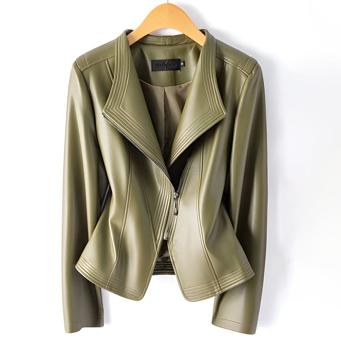Amélis | Moto Jacket for Women – Sheepskin Leather Tailored Fit-Women's Leather Jacket-Emerald Green-XS-Camoufit