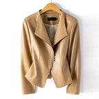 Amélis | Moto Jacket for Women – Sheepskin Leather Tailored Fit-Women's Leather Jacket-Apricot-XS-Camoufit