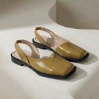 Lovelle | Slingback Flats for Women – Square Toe Cushioned Comfort Fit-Women's Flats-Beige-4-Camoufit