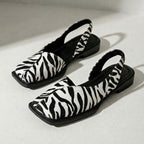 Lovelle | Slingback Flats for Women – Square Toe Cushioned Comfort Fit-Women's Flats-Zebra-4-Camoufit