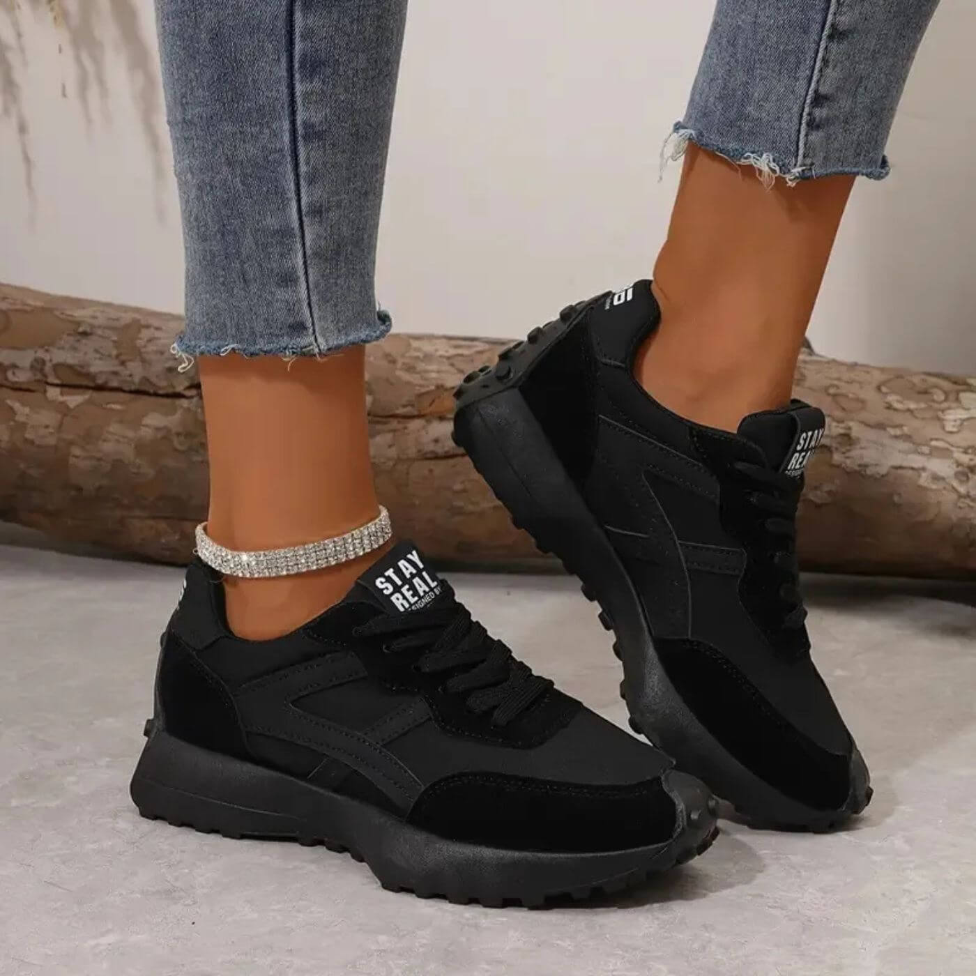Vessora | Women's Stylish Orthopedic Sneakers – Cushioned Anti Slip Fit-Women's Sneakers-Black-4-