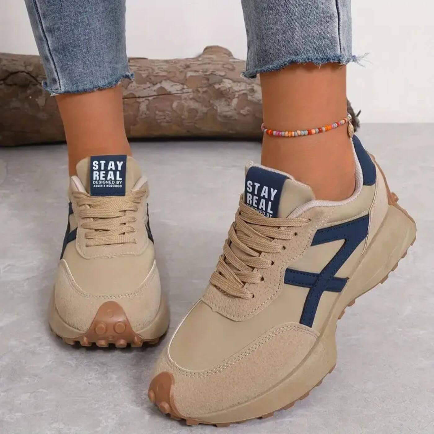 Vessora | Women's Stylish Orthopedic Sneakers – Cushioned Anti Slip Fit-Women's Sneakers-Beige-4-
