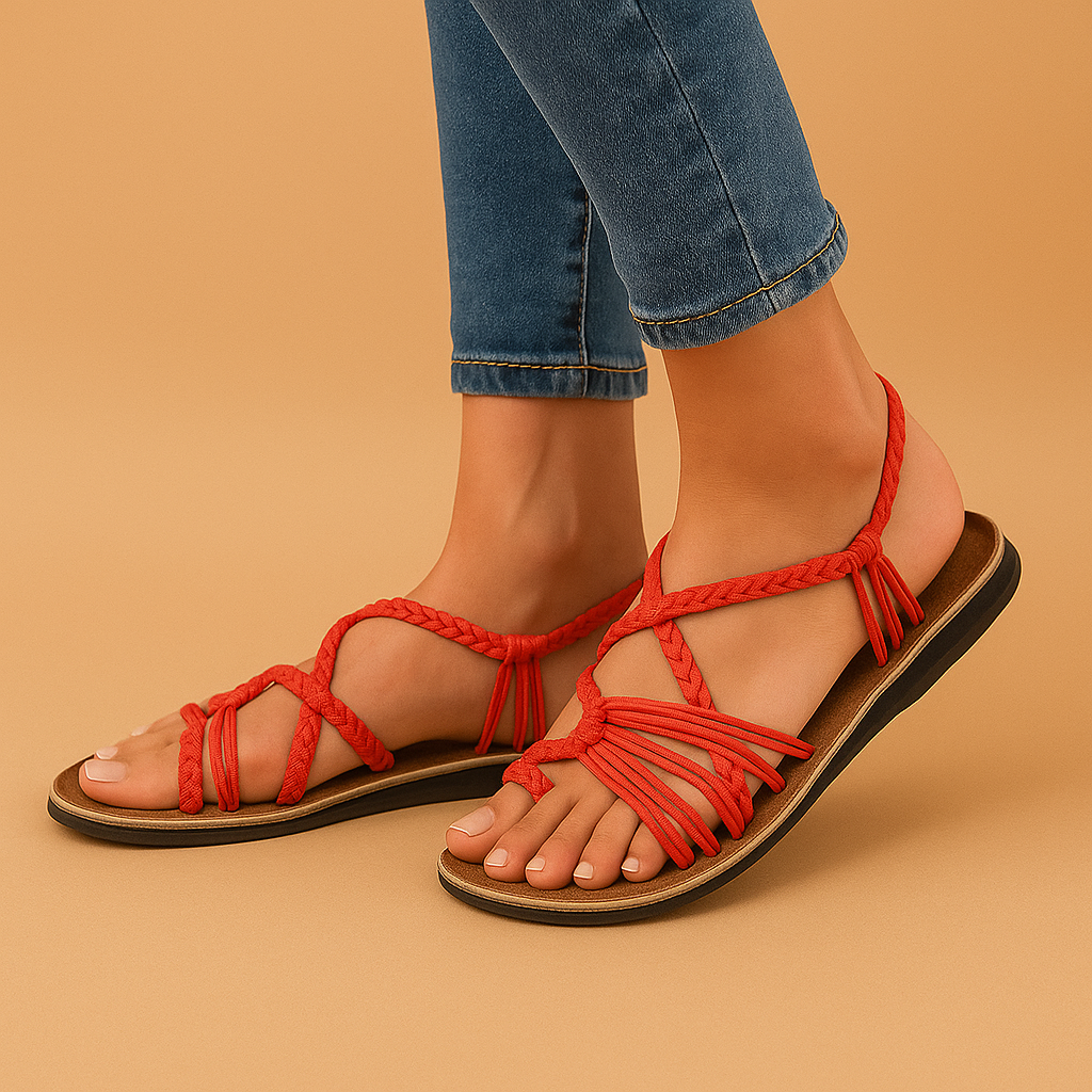 Isla Women's Colourful Summer Sandals – Comfortable Adjustable Fit-Women's Sandals-Red-4-Camoufit