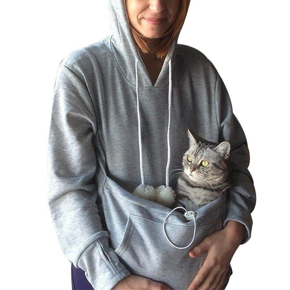 CozyPurr Unisex Hoodie with Cat Pouch – Comfortable Pet Carrier Sweatshirt-Women's Hoodie-CAMOUFIT-Black-S-Camoufit