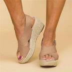 Women's Comfortable Wedge Heel Espadrilles with Arch Support Cushioned Footbed Summer Shoes-Women's Heeled Sandals-Black-4-