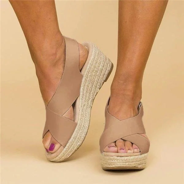 Women's Comfortable Wedge Heel Espadrilles with Arch Support Cushioned Footbed Summer Shoes-Women's Heeled Sandals-Black-4-