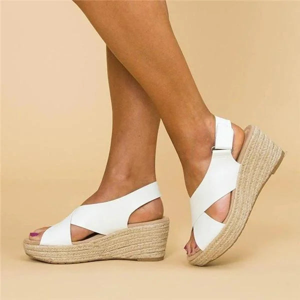 Women's Comfortable Wedge Heel Espadrilles with Arch Support Cushioned Footbed Summer Shoes-Women's Heeled Sandals-Black-4-