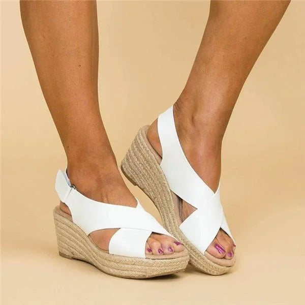 Women's Comfortable Wedge Heel Espadrilles with Arch Support Cushioned Footbed Summer Shoes-Women's Heeled Sandals-Black-4-