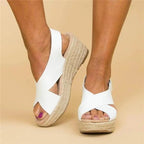 Women's Comfortable Wedge Heel Espadrilles with Arch Support Cushioned Footbed Summer Shoes-Women's Heeled Sandals-White-4-