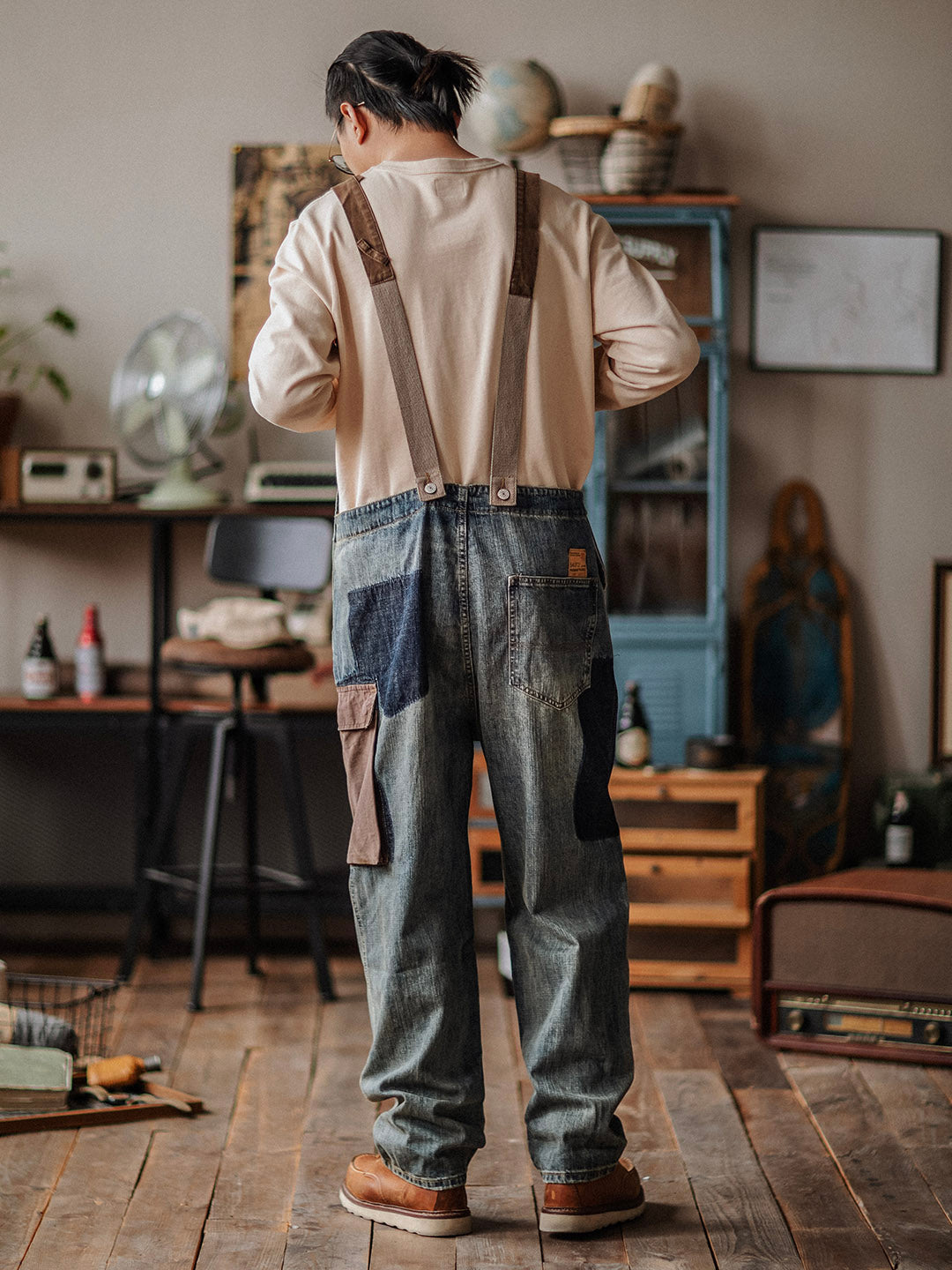 Contrast Denim Overalls-Jumpsuits & Overalls-CAMOUFIT-Camoufit