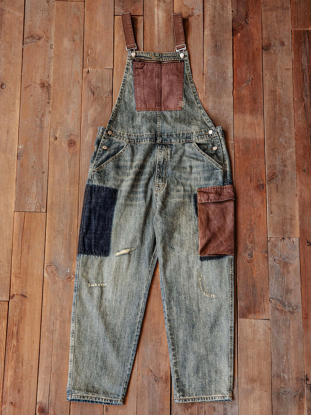 Contrast Denim Overalls-Jumpsuits & Overalls-CAMOUFIT-Camoufit