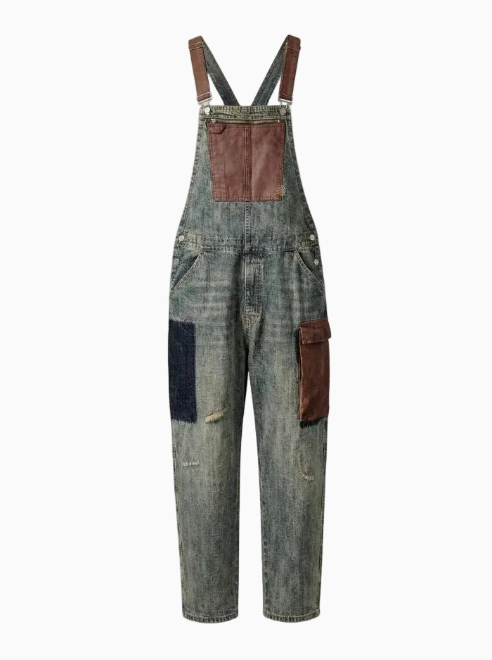 Contrast Denim Overalls-Jumpsuits & Overalls-CAMOUFIT-Light Blue-S-Camoufit