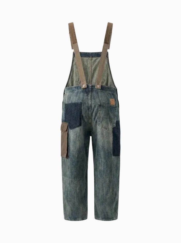Contrast Denim Overalls-Jumpsuits & Overalls-CAMOUFIT-Light Blue-S-Camoufit