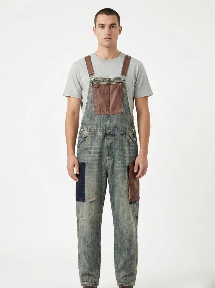 Contrast Denim Overalls-Jumpsuits & Overalls-CAMOUFIT-Light Blue-S-Camoufit