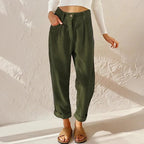Seluna | Corduroy Pants for Women – Relaxed Leg Comfort Fit-Women's Pants-Green-S-Camoufit