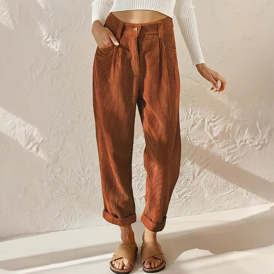 Seluna | Corduroy Pants for Women – Relaxed Leg Comfort Fit-Women's Pants-Sunbeam Yellow-S-Camoufit