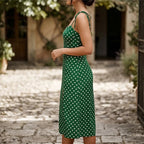 Rosélune | Polka Dot Midi Dress for Women – Sweetheart Neck Slim Fit-Dresses-Red-S-Camoufit
