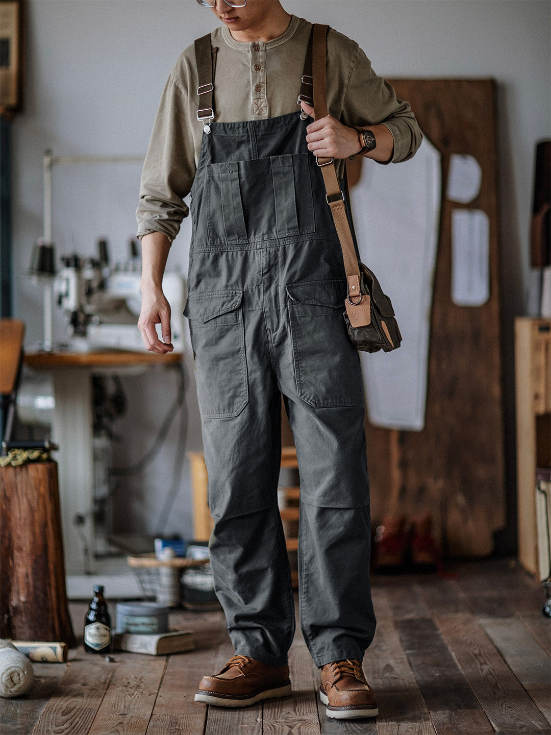 Crafter Bib Overalls-Jumpsuits & Overalls-CAMOUFIT-Dark Gray-S-Camoufit