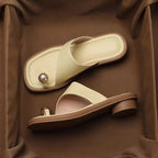 Fiora | Leather Sandals for Women – Square Toe Block Heel Fit-Women's Sandals-Cream-4-Camoufit