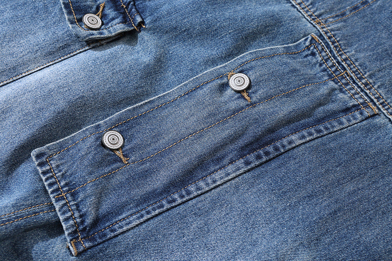Distressed Denim Suspenders Multi-Pocket Overalls-Jumpsuits & Overalls-Camoufit