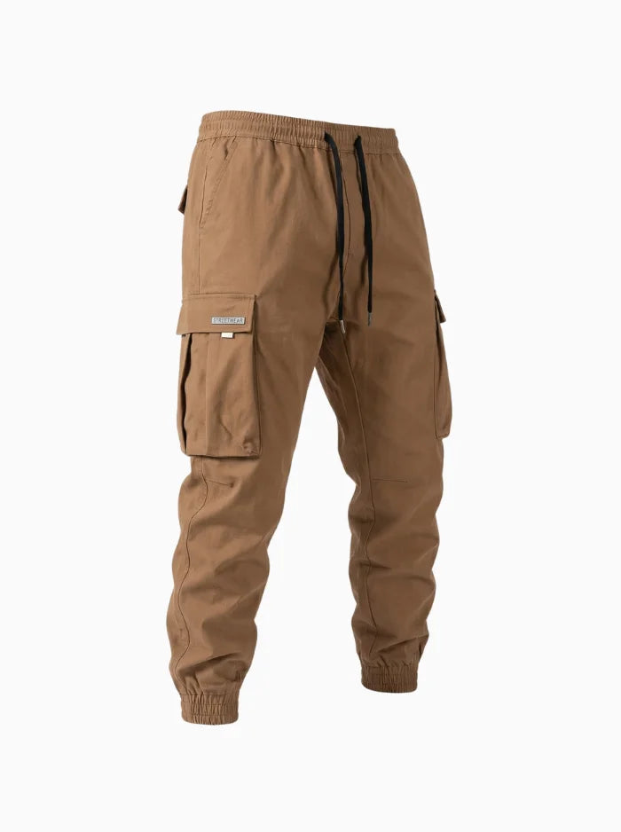 Dorian Men's Slim Leg Cargo Pants – Versatile Multi-Pocket Utility Trousers-Cargo Pants-CAMOUFIT-Khaki-S-Camoufit