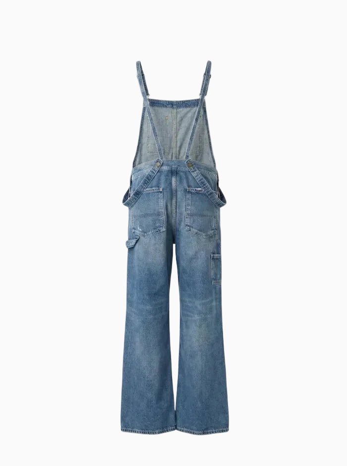 Double-Strap Denim Overalls with Side Bottom Splits-Jumpsuits & Overalls-CAMOUFIT-Blue-S-Camoufit