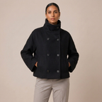 Double Breasted Pea Coat with High Funnel Neck 3
