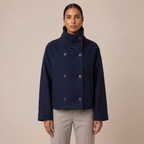 Double Breasted Pea Coat with High Funnel Neck 5