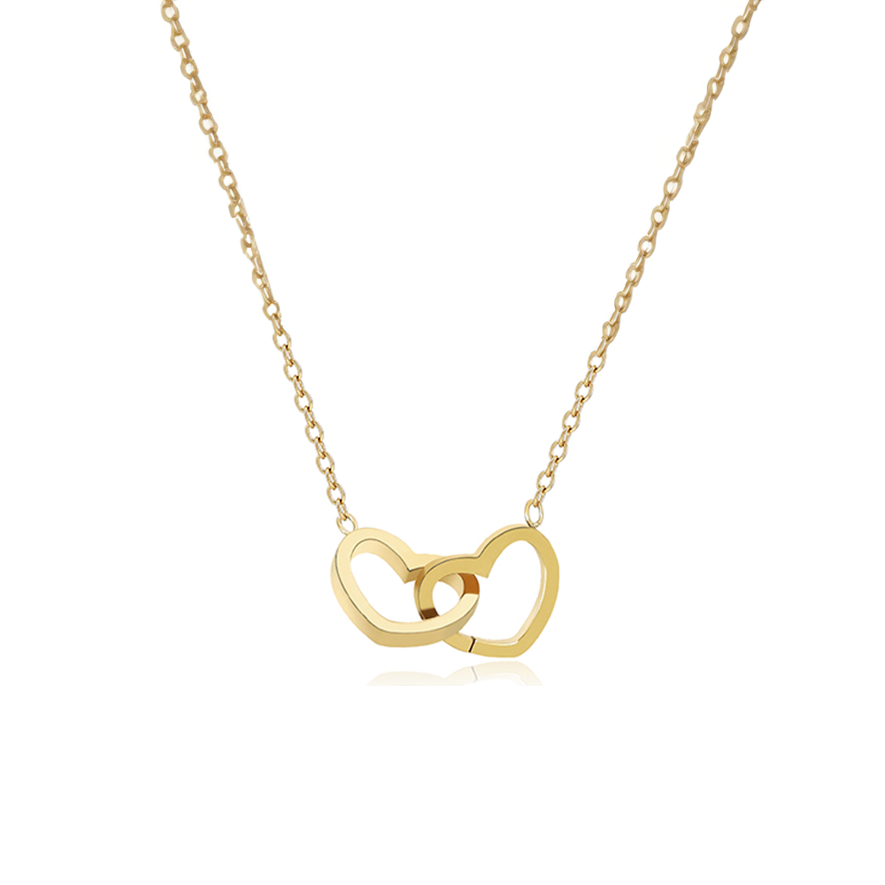 Elunara | Double Heart Necklace for Women - Stainless Steel Delicate Elegant Fit-Necklaces-Gold-Camoufit