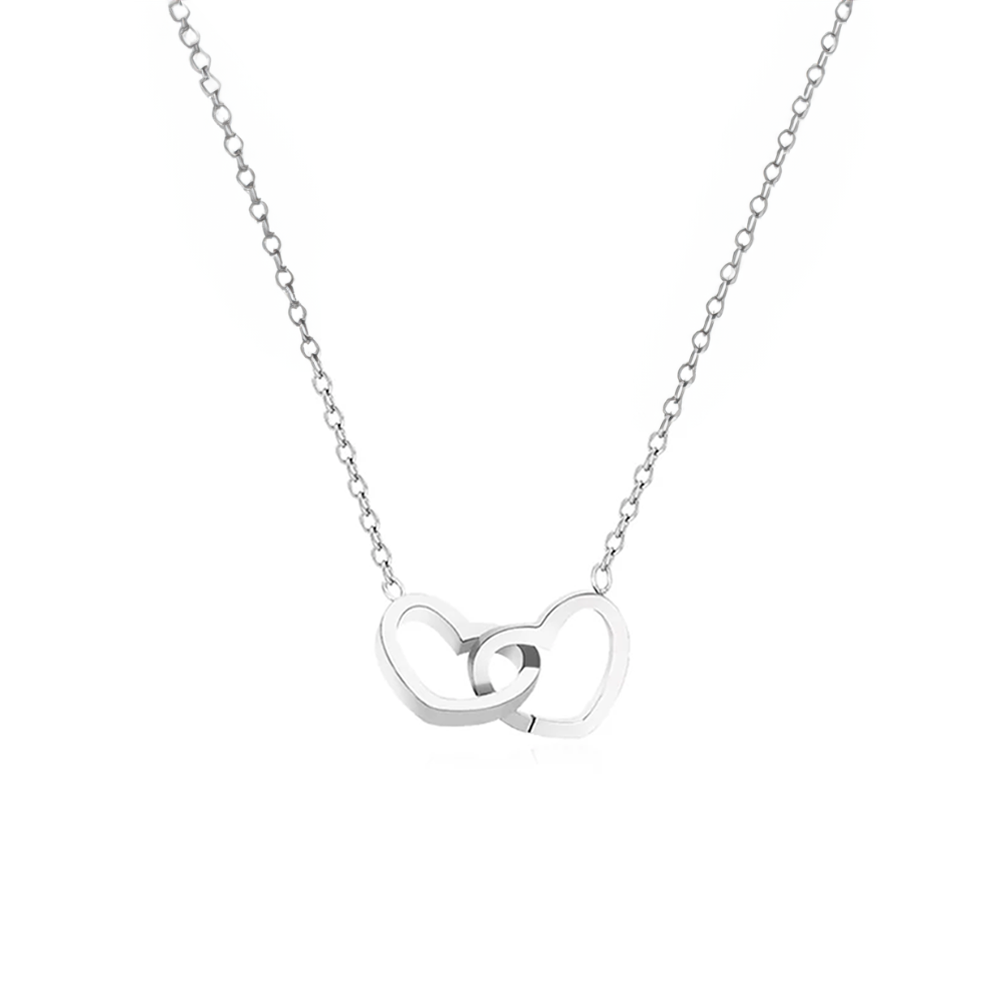 Elunara | Double Heart Necklace for Women - Stainless Steel Delicate Elegant Fit-Necklaces-Silver-Camoufit