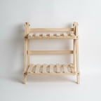 Wood desk organizer with 2-tier desktop shelf and slotted book rails