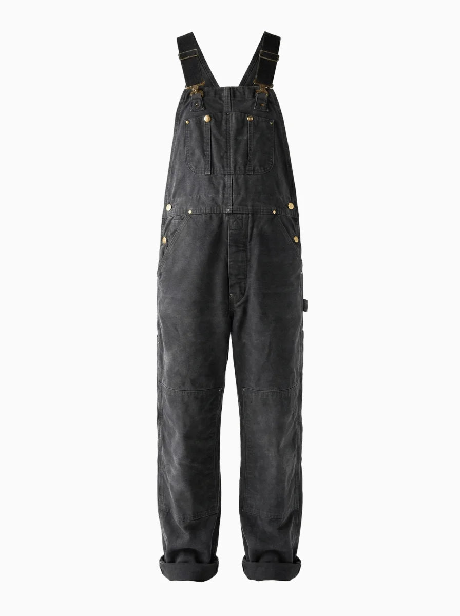 Duck Bib Overalls Canvas Workwear Dungarees-Jumpsuits & Overalls-CAMOUFIT-Black-S-Camoufit