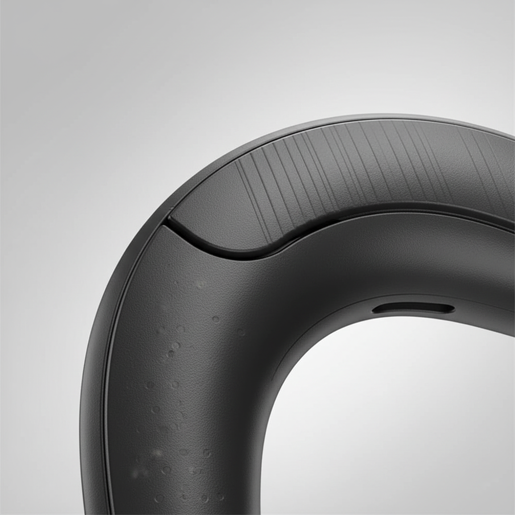 Black bone conduction headphones with open-ear U-shaped frame