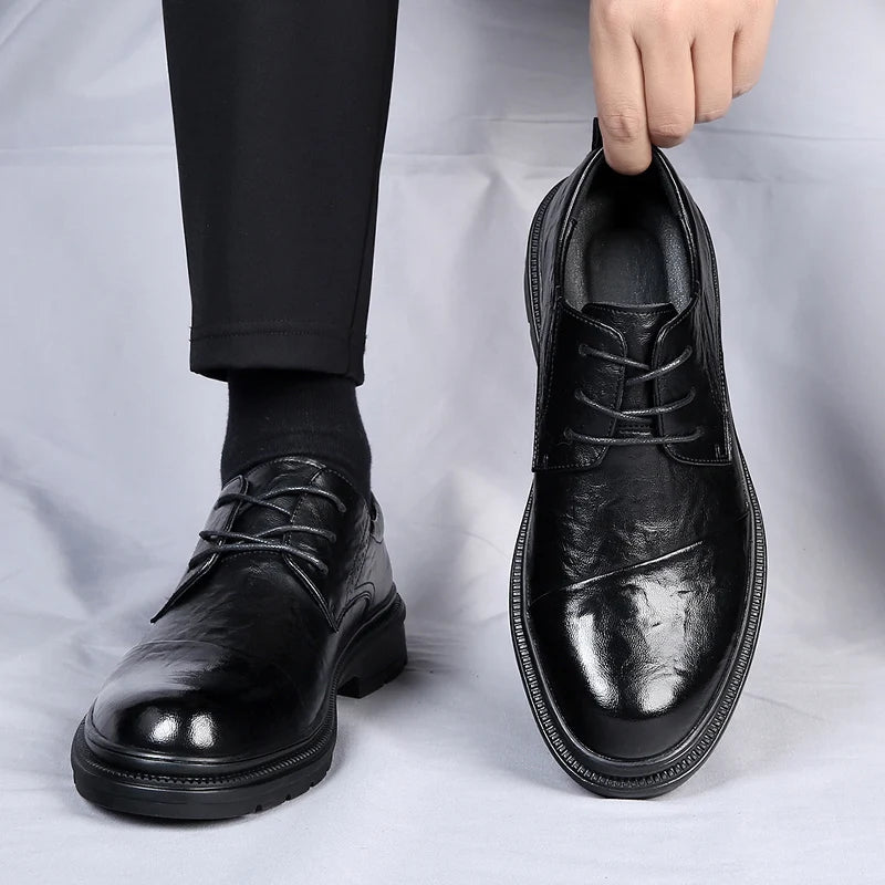 Men's Genuine Leather Dress Shoes – Cushioned Non Slip Comfort Fit-Men's Loafers-Black-5-