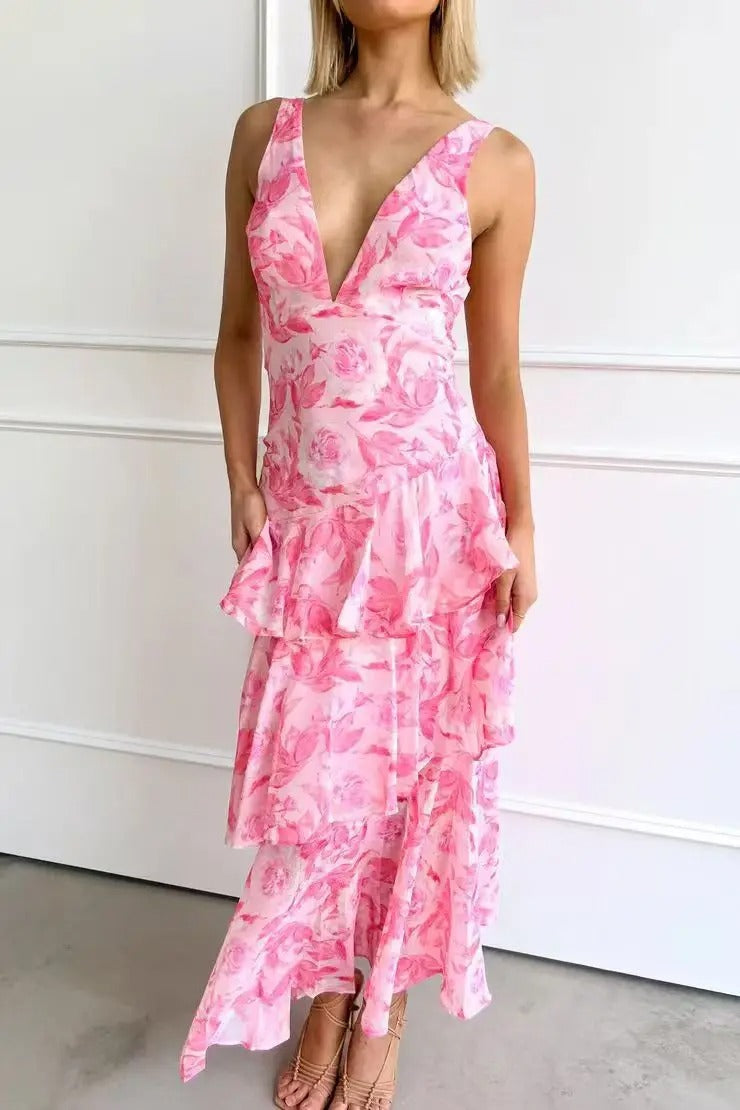 Women's Elegant Maxi Dress for Effortless Summer Style-Summer Dress-Pink-S-