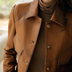 Alévia | Vintage Leather Jacket for Women – Vegan Leather Cropped Fit-Women's Leather Jacket-Coffee-XS-Camoufit