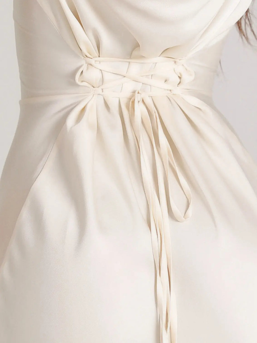 Roséa | Women's Elegant Maxi Dress Long Sleeve Satin Flowy Wedding Guest Evening Frock-Maxi Dress-White-XS-