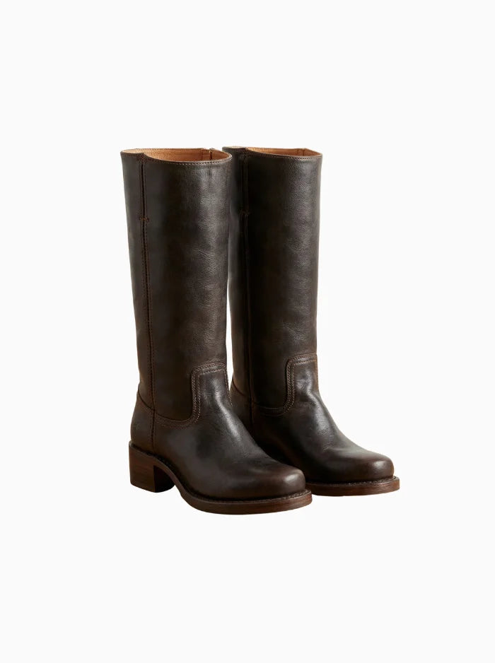 Elena Women’s Cowboy Inspired Knee-High Boots – Timeless Western Elegance-Women's Knee high Boots-Dark Brown-4-Camoufit