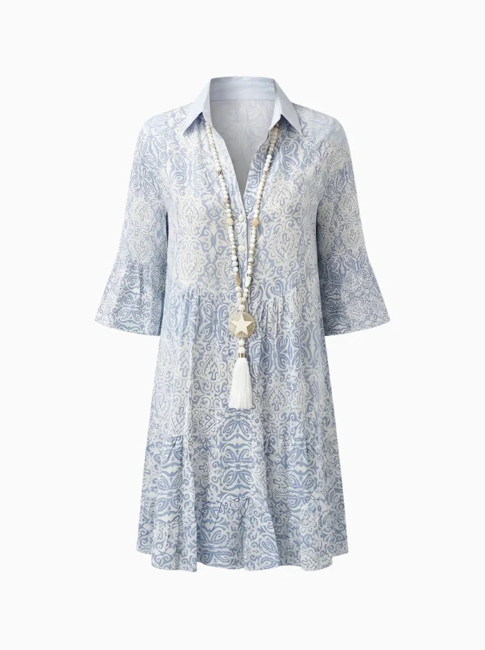 Elowen Women's Short Dress – Playful Elegant Summer Style-Summer Dress-Blue-XS-Camoufit