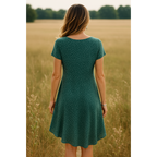 Else Women's Mini Dress - Green Summer Round Neck Short Sleeve-Floral Printed Dress-Green-S-Camoufit