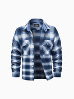 Ethan Men's Classic Cotton Plaid Flannel Shirt-Men's Flannel Jacket-CAMOUFIT-Blue White-S-Camoufit